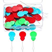50 Piezas de Enhebrador de Aguja de Plástico en Forma de Calabaza con Caja Transparente- Colores Variados